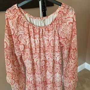 This is a reddish and cream Truly 4 you dress Sz L